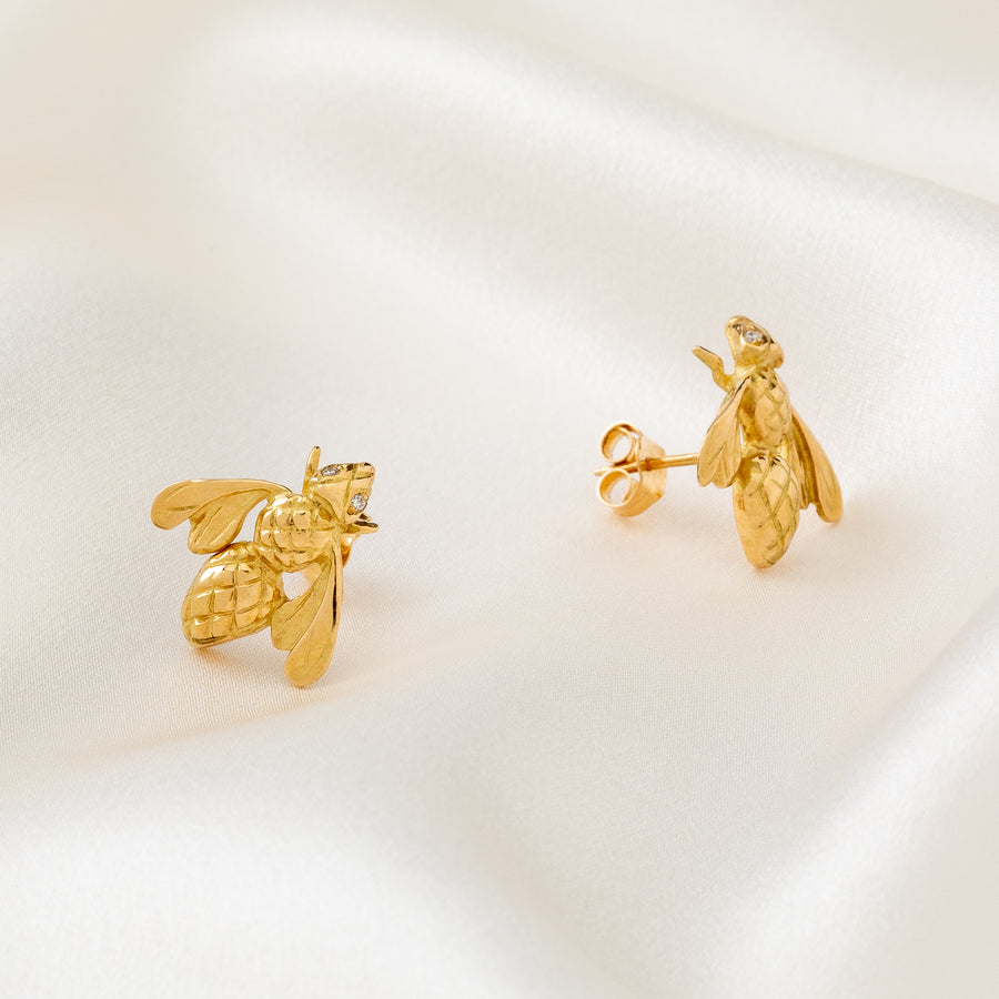 Bee earrings in 18 carat gold