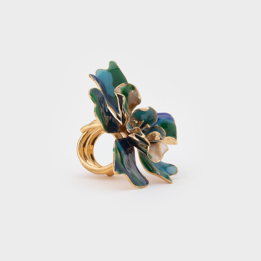 WS ring ORCHID L gold/blue