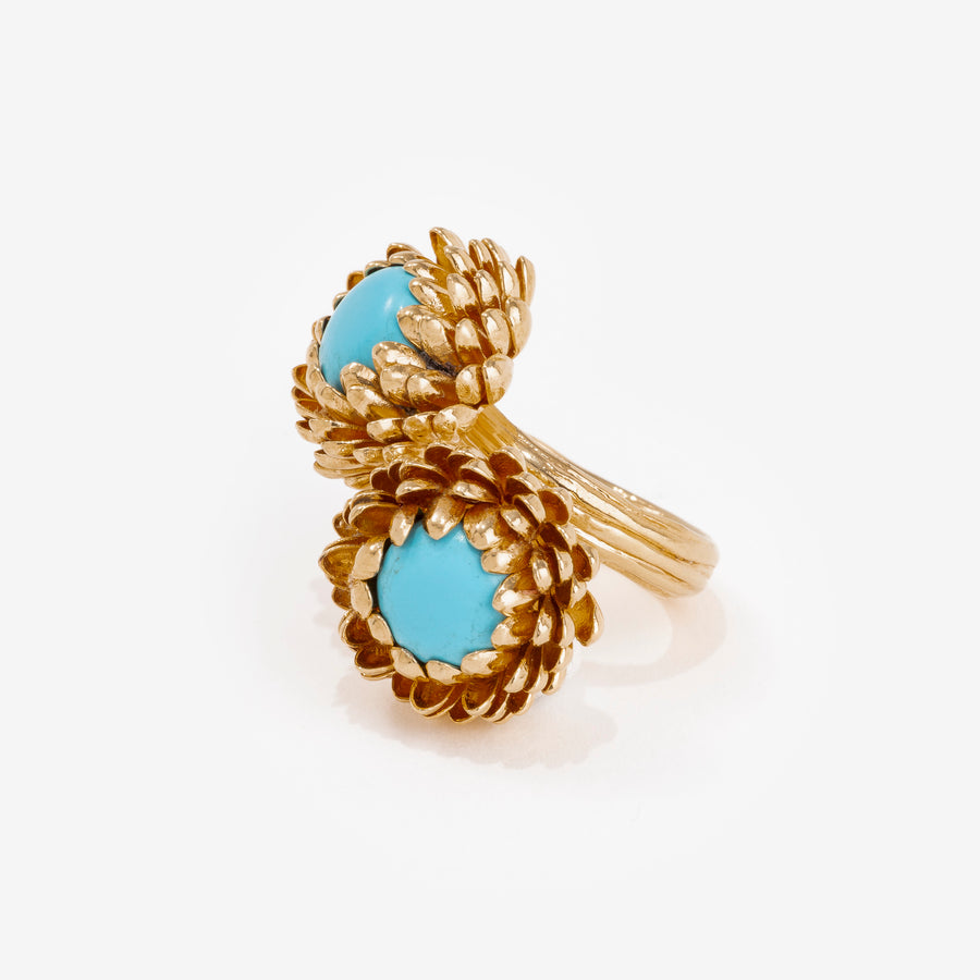 Bague Deux Chardons Turquoise