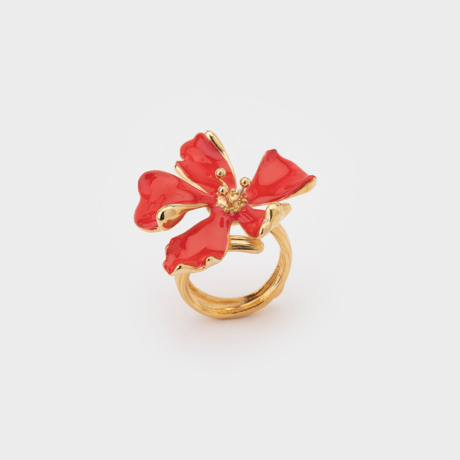 WS ring FLORA gold/red