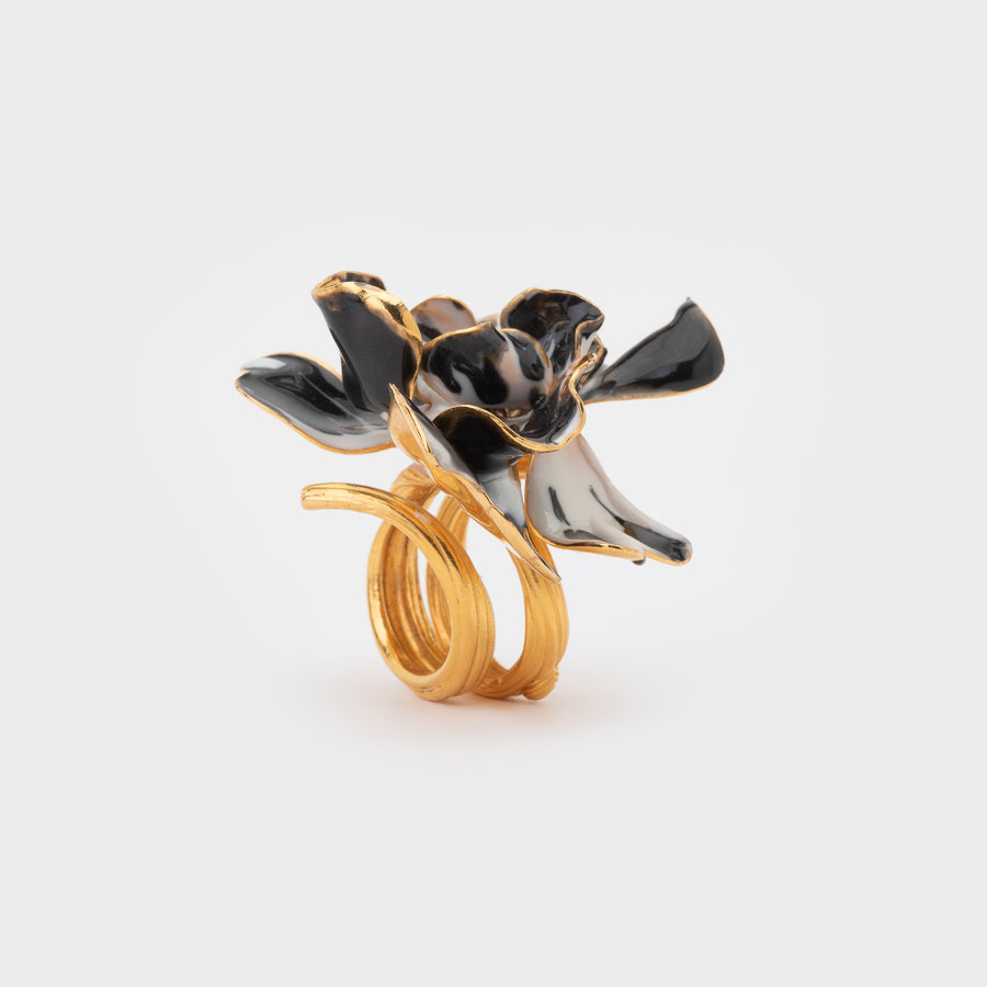 WS ring ORCHID L gold/black&white