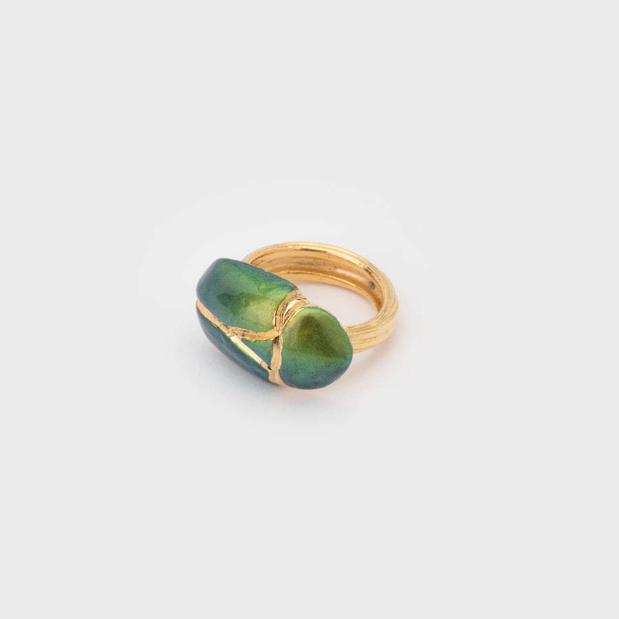 WS ring BEETLE gold/green