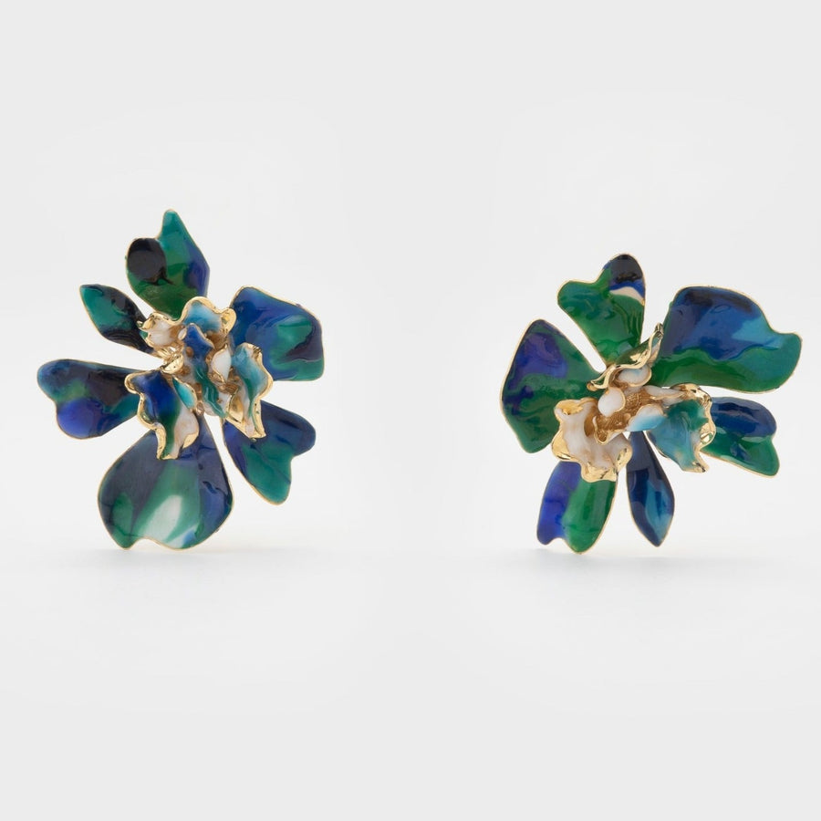 WS earrings ORCHID L gold/blue