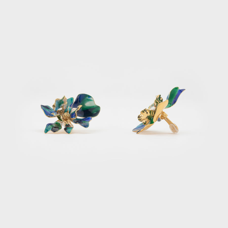 WS earrings ORCHID L gold/blue