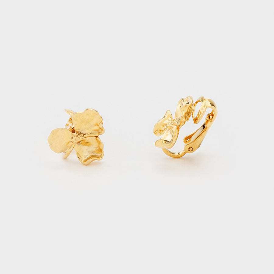 BOUCLES D'OREILLES TREFLE CLIP OR