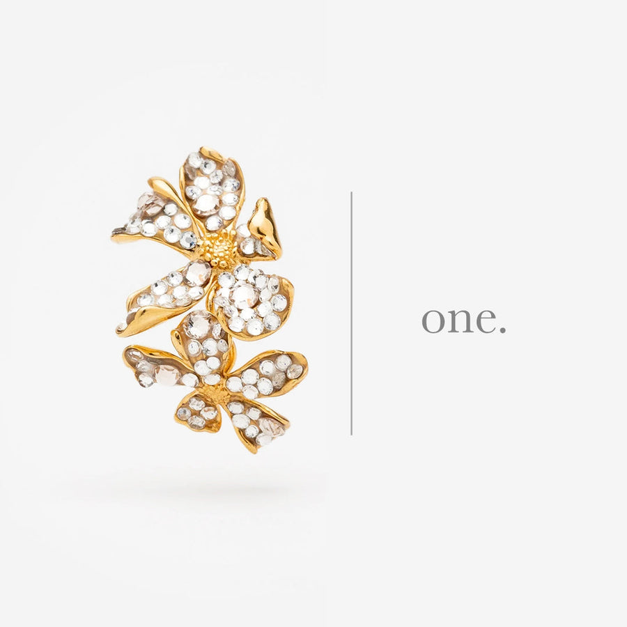 SOLO boucle d'oreille Berry clip gold strass