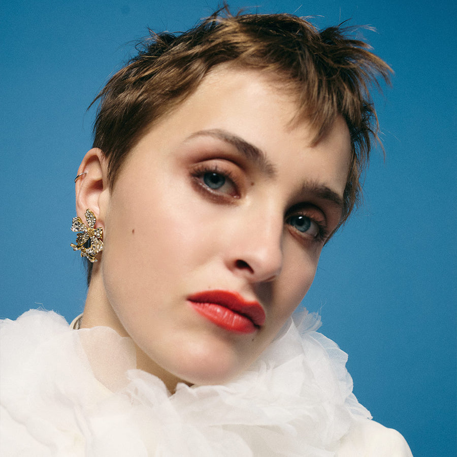 Boucles d'oreilles Berry Clou Gold Strass