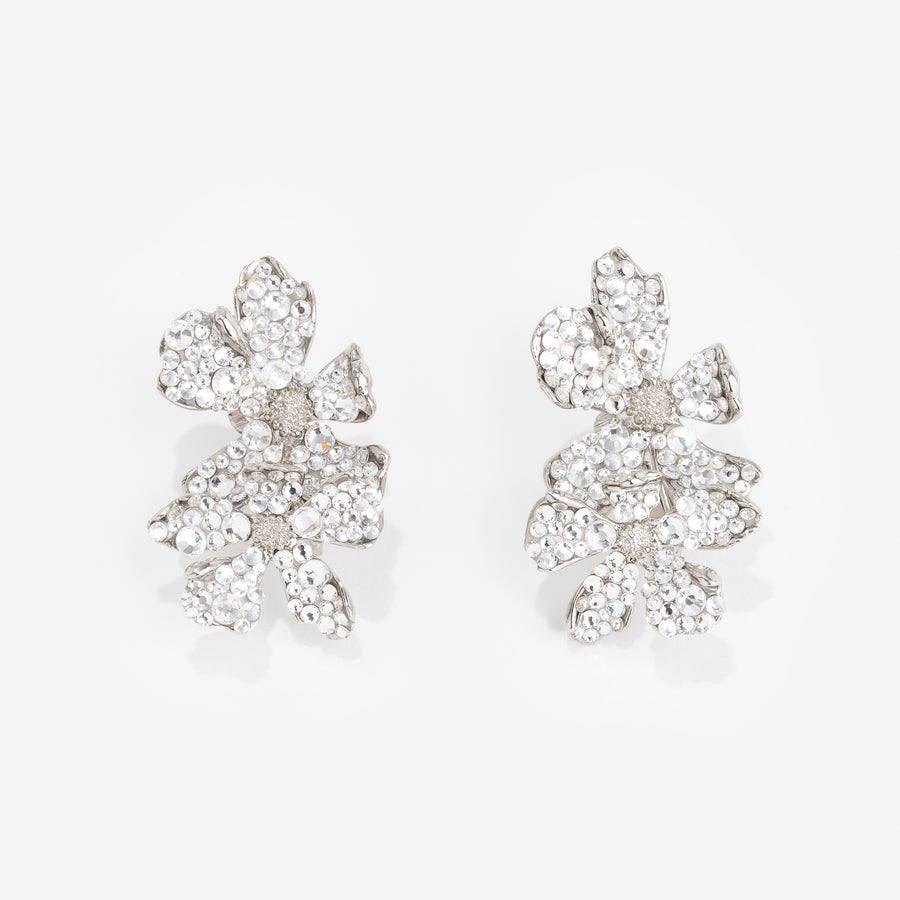 Boucles d'oreilles Berry Clou Silver Strass