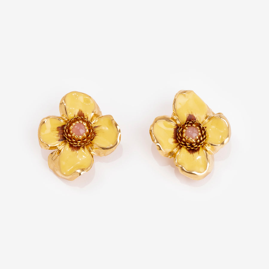 CAMELIA CLIP EARRINGS - LIME