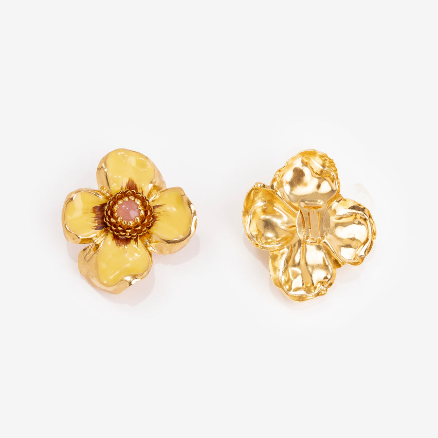 CAMELIA CLIP EARRINGS - LIME