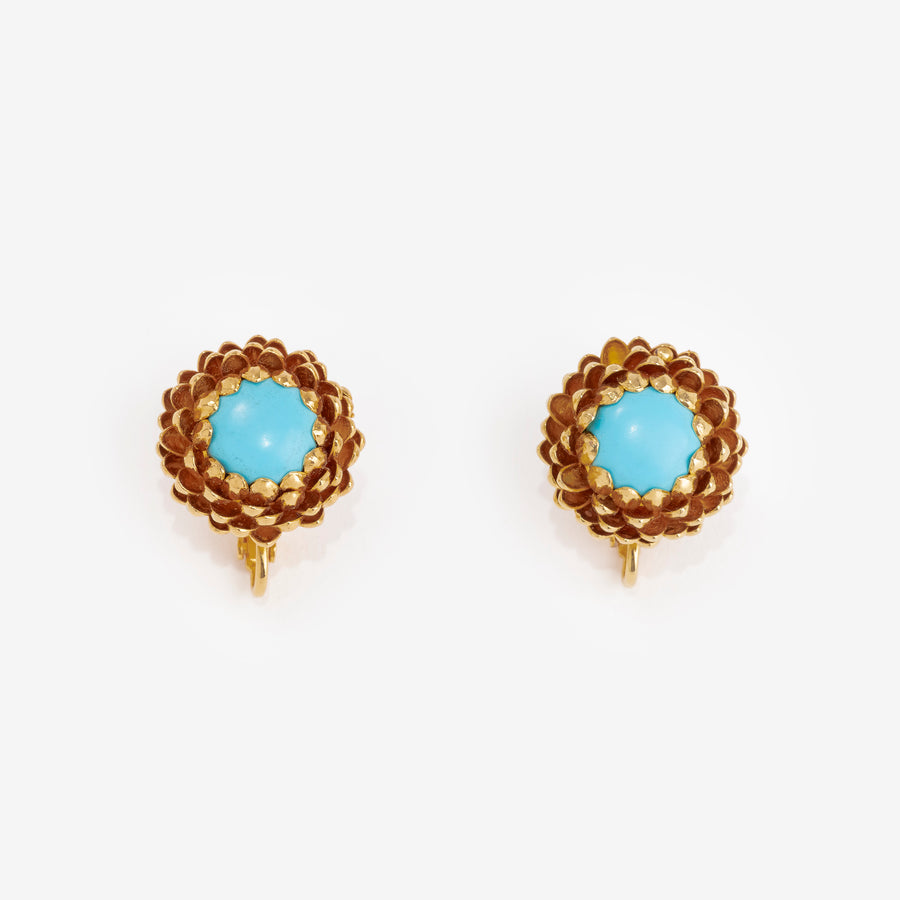 Boucles d'oreilles Chardon Clip Turquoise