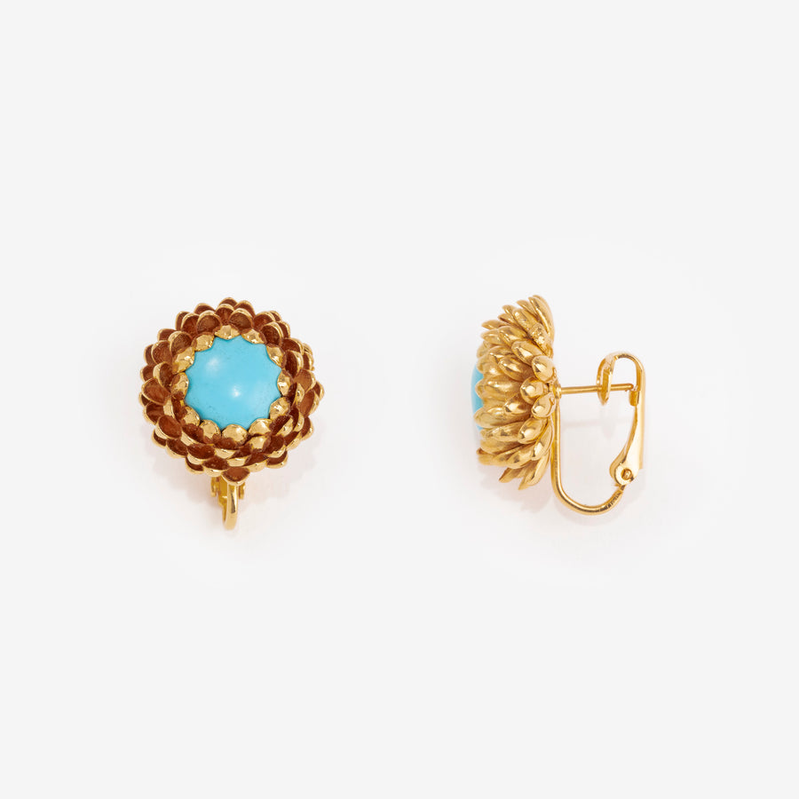 Boucles d'oreilles Chardon Clip Turquoise