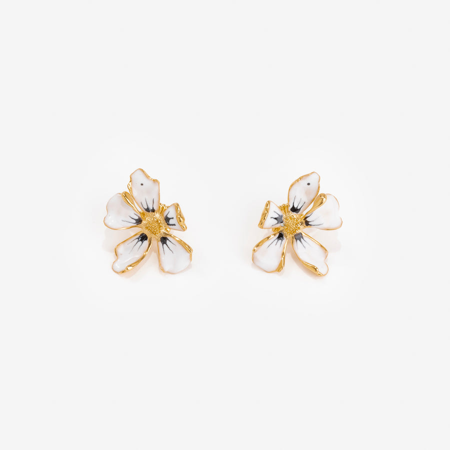 Boucles d'oreilles Flora Clou Noir et Blanc