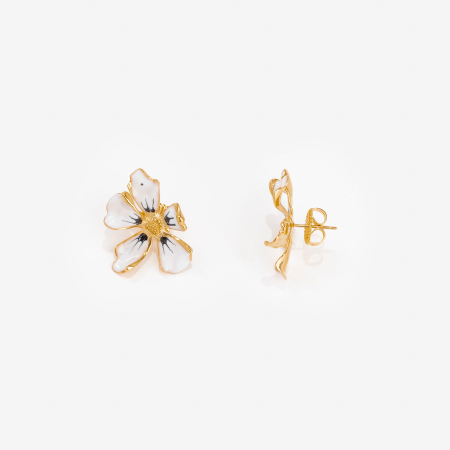 Boucles d'oreilles Flora Clou Noir et Blanc
