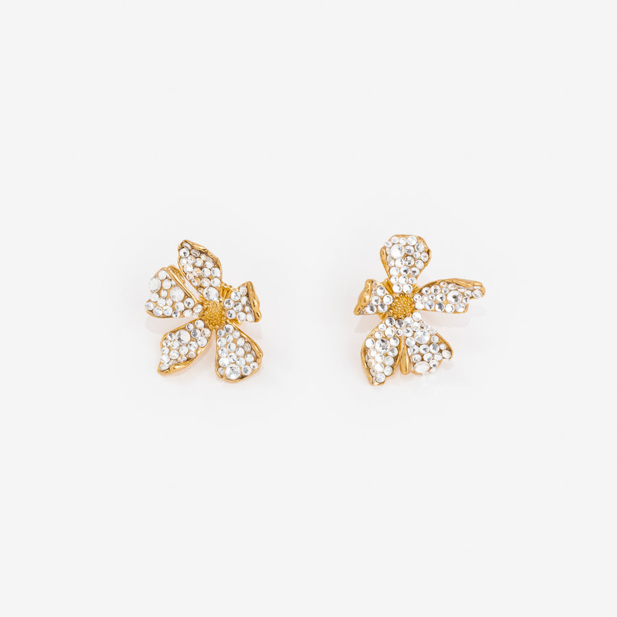 Boucles d'oreilles Flora Clip Gold Strass