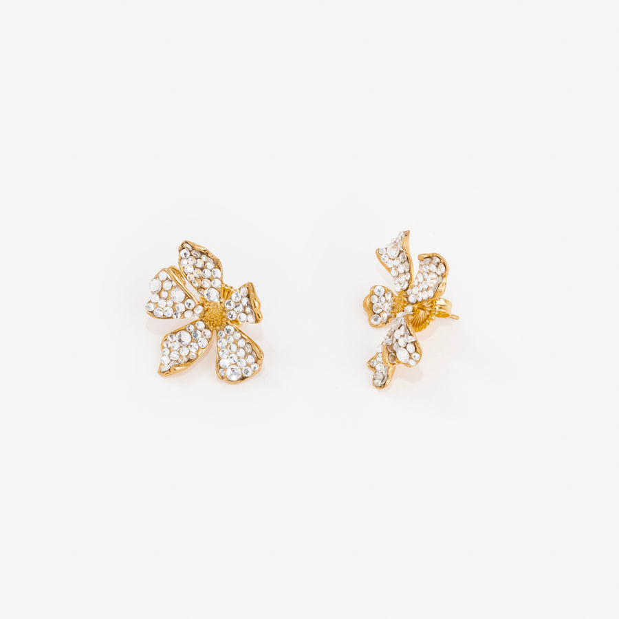 Boucles d'oreilles Flora Clip Gold Strass