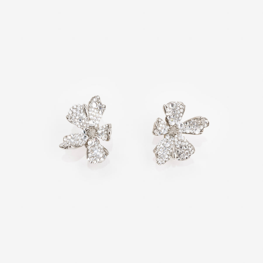 Boucles d'oreilles Flora Clip Silver Strass
