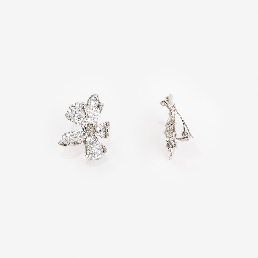 Boucles d'oreilles Flora Clip Silver Strass
