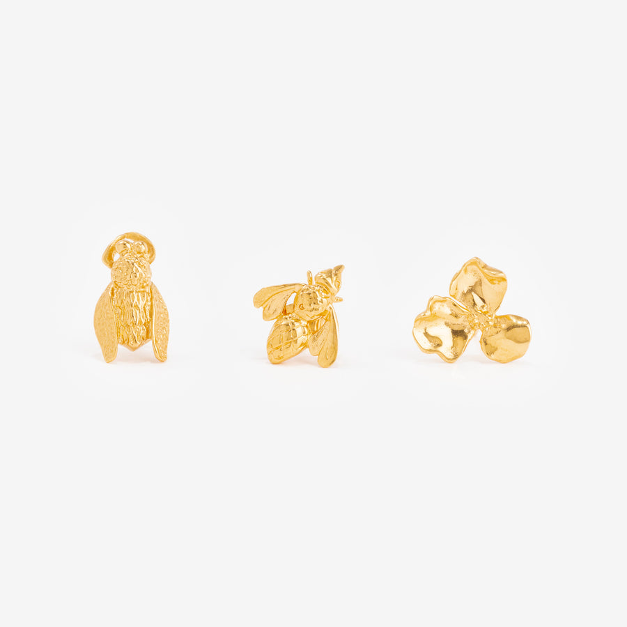 Boucles d'oreilles Set Abeille Mouche Trèfle