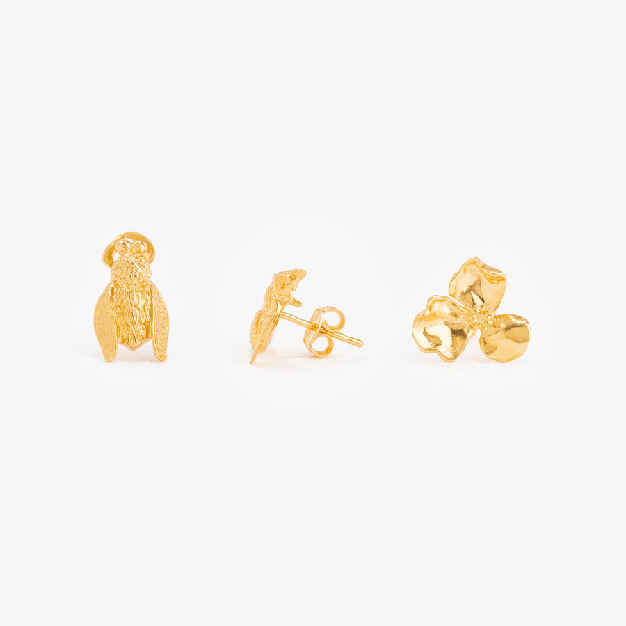 Boucles d'oreilles Set Abeille Mouche Trèfle