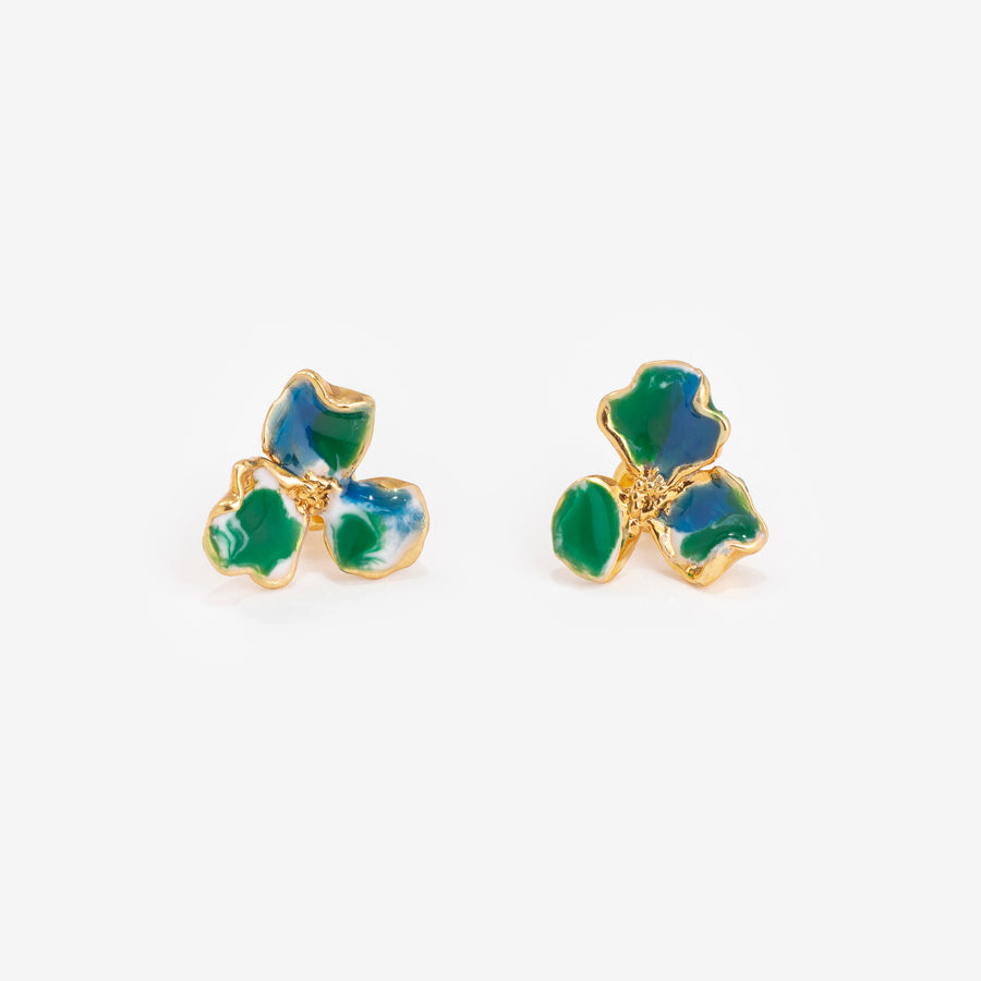 Boucles d'oreilles Trèfle Clou Bleu Vert