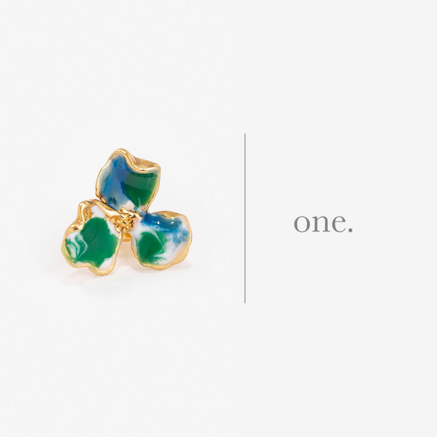 SOLO boucle d'oreille Trefle clip bleu vert