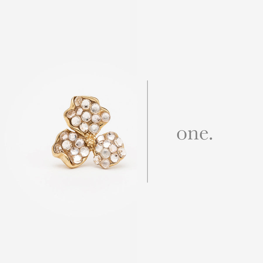 SOLO boucle d'oreille Trèfle clip gold strass