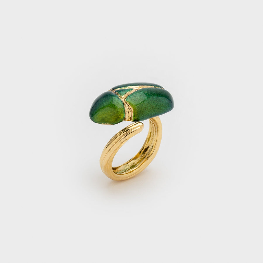 ANILLO DE ESCARABAJO VERDE