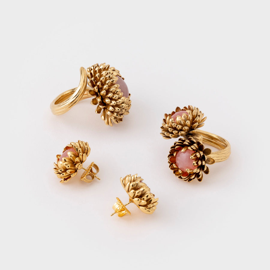 WS earrings CHARDON gold/pink quartz