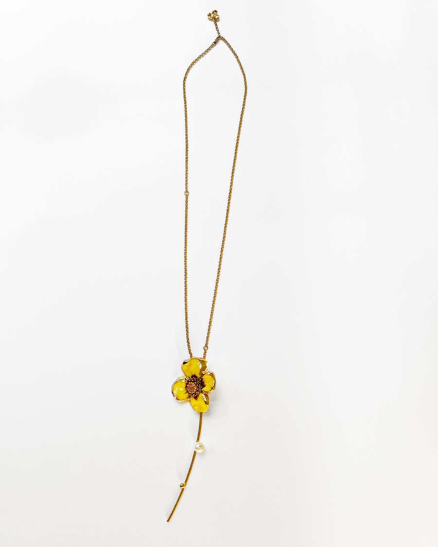 Sautoir Broche Camelia Tige Tilleul