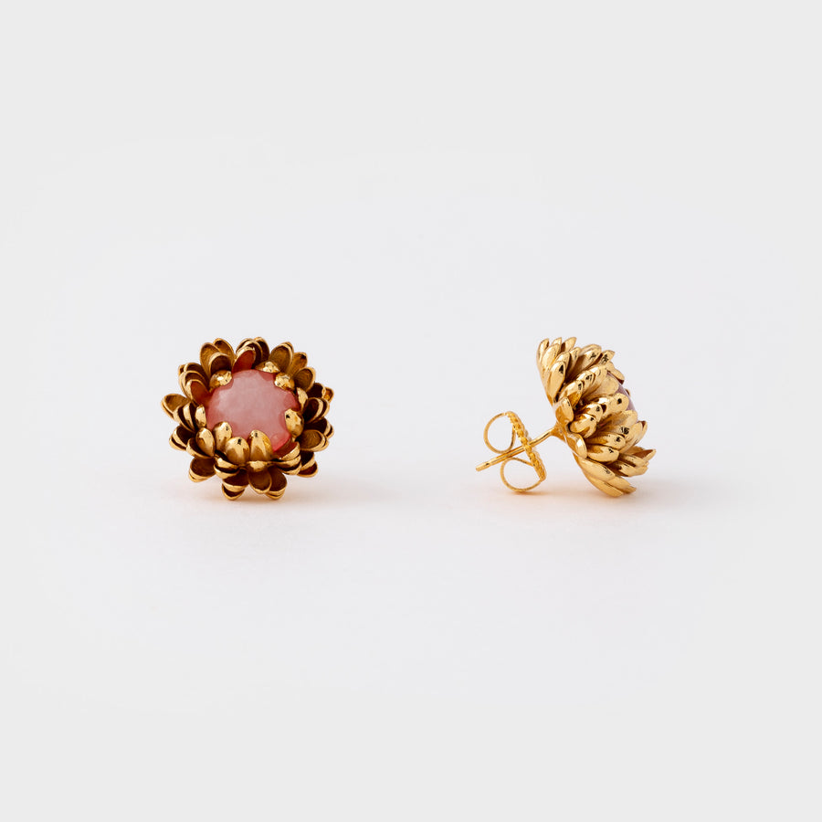 Thistle and rose quartz earrings