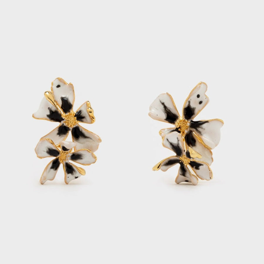 WS earrings BERRY gold/black&white