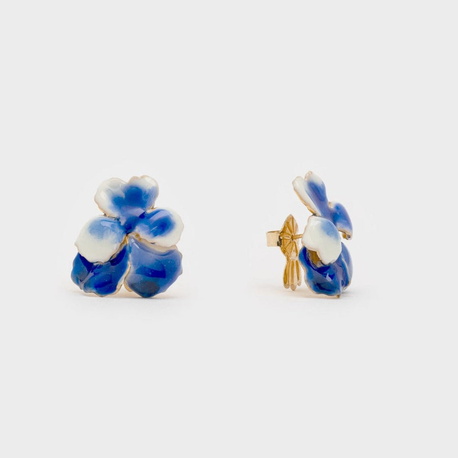 WS earrings PENSEE L gold/blue&white