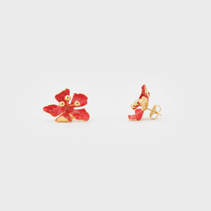 WS earrings EGLANTINE S gold/red