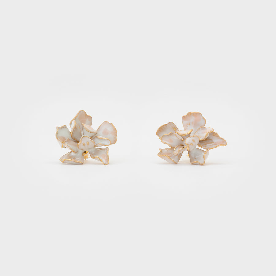 WS earrings ORCHID M gold/white