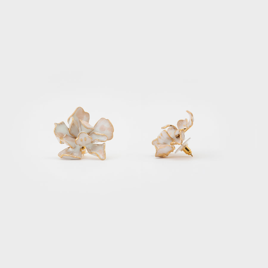 WS earrings ORCHID M gold/white