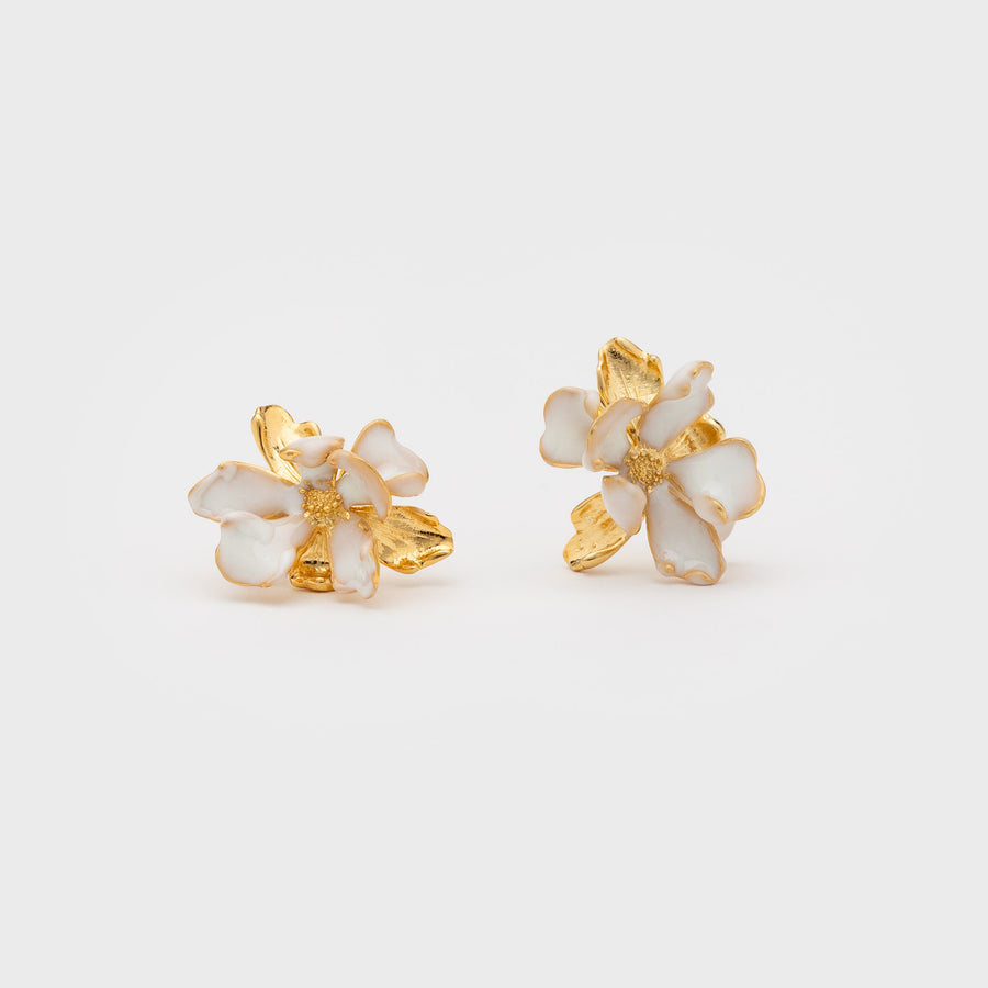 BOUCLES D'OREILLES LUCY CLOU S OR BLANC