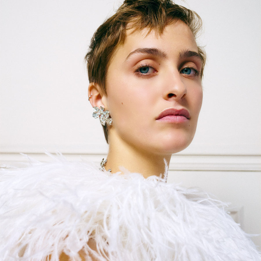 Boucles d'oreilles Berry clip silver strass