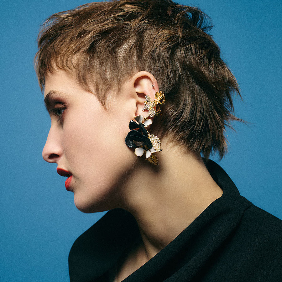 Boucles d'oreilles Brume Clip Noir et Blanc