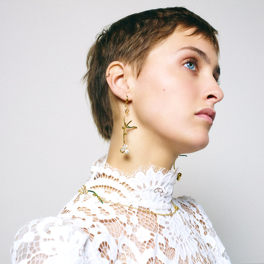 Boucles d'oreilles Herbier Créoles Gold Strass