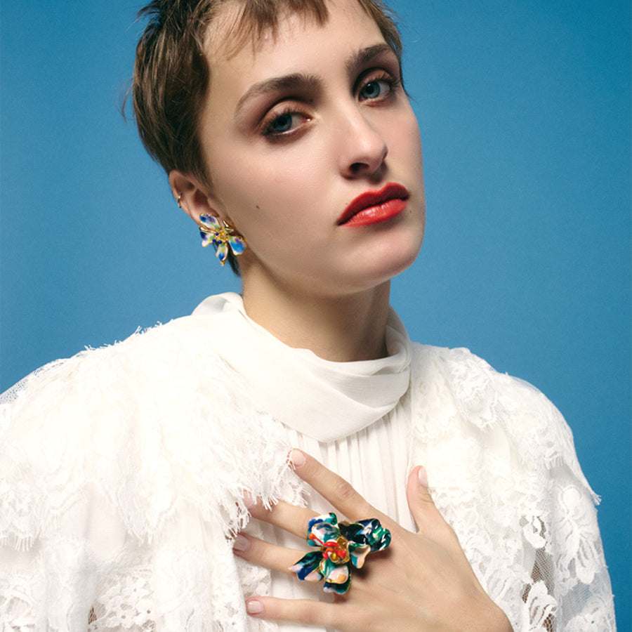 Bague Orchid L corail