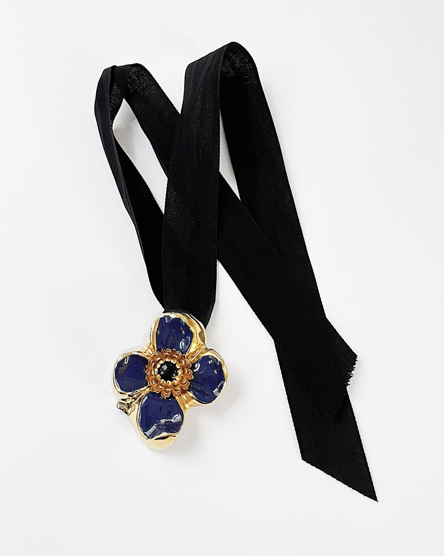 Choker / Broche Camelia Bleu