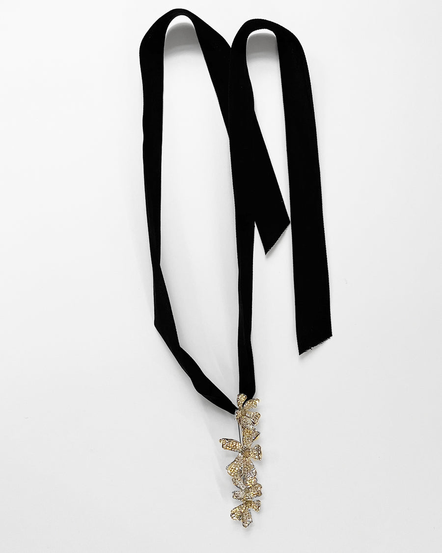 Collier / Broche Flora Silver Strass
