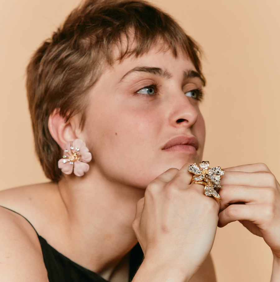 PAUL LEATHER CLIP EARRINGS PINK LEATHER