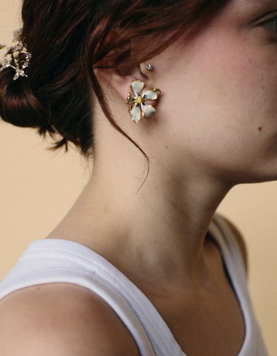 Boucles d'oreilles Flora Clip Noir et Blanc