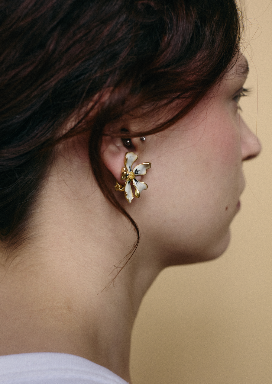Boucles d'oreilles Flora Clip Silver Strass