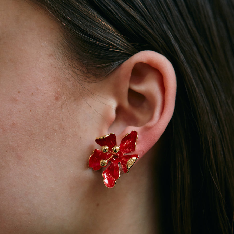 WS earrings EGLANTINE S gold/red