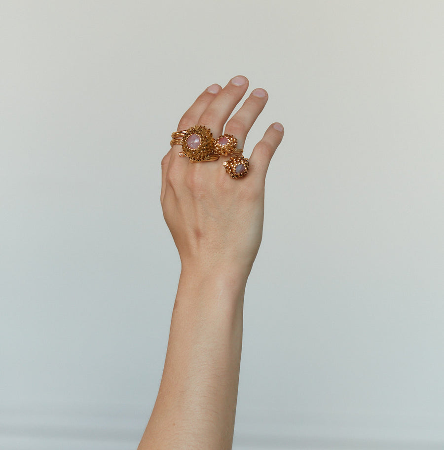 BAGUE DEUX CHARDONS AGATE NOIRE