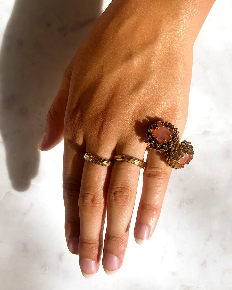 BAGUE DEUX CHARDONS AGATE NOIRE