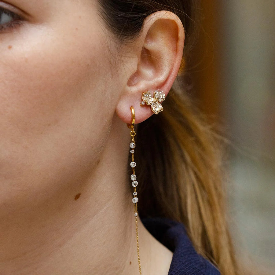 BOUCLES D'OREILLES TREFLE CLOU STRASS SILK